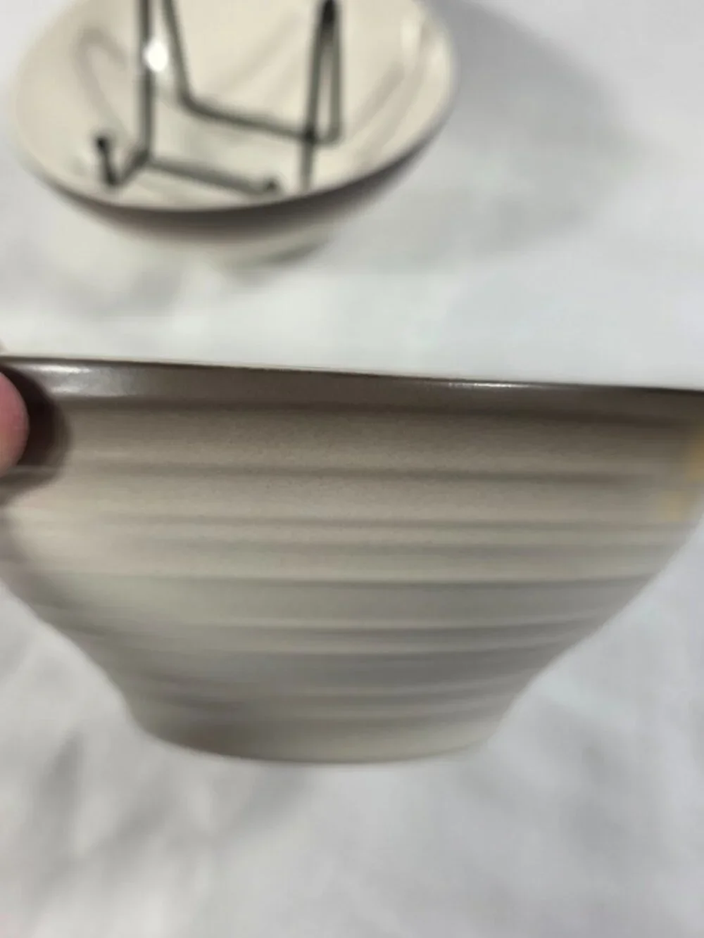 TWO Mikasa Swirl Ombre Mocha Soup Cereal Bowls White with Mocha Border